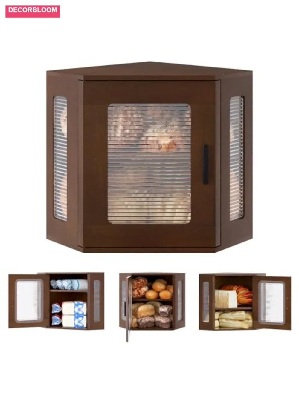 Double Layer Wooden Bread Box with Acrylic Window, Large Capacity, Adjustable